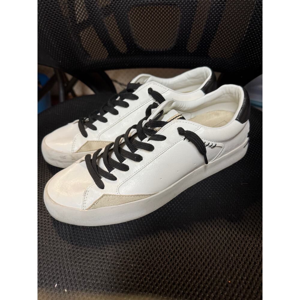 Ladies Shu Shop Ruby White Black Distressed Sneakers - Size 10